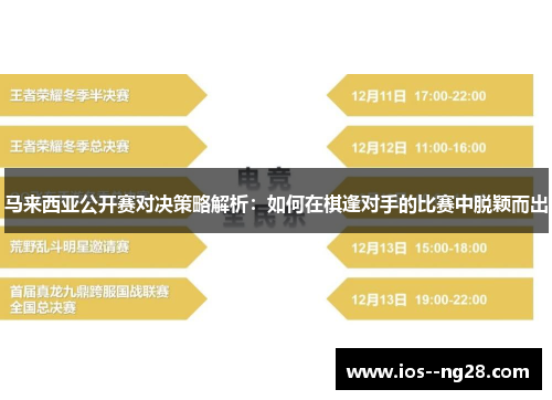 马来西亚公开赛对决策略解析：如何在棋逢对手的比赛中脱颖而出